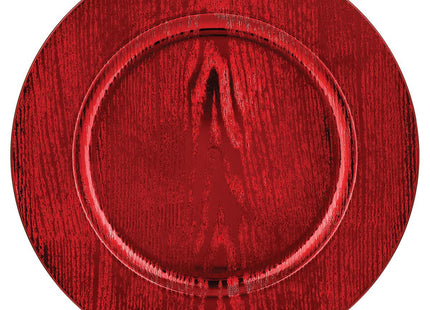 Plato de presentación redondo efecto madera D33 rojo - 129812RG