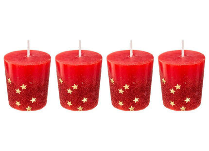 Set de 4 velas votivas 48 gr rojas - 129847RG