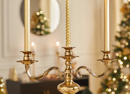 Juego de 4 velas con purpurina y varillas retorcidas A25cm dorado - 129849OR