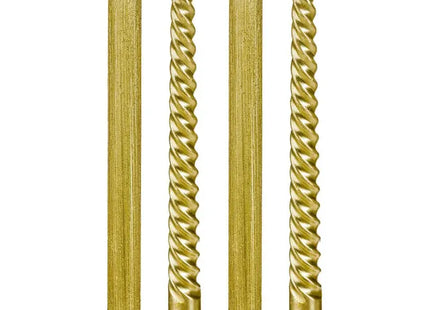 Juego de 4 velas con purpurina y varillas retorcidas A25cm dorado - 129849OR