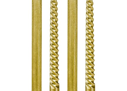 Juego de 4 velas con purpurina y varillas retorcidas H25 dorado - 129849OR