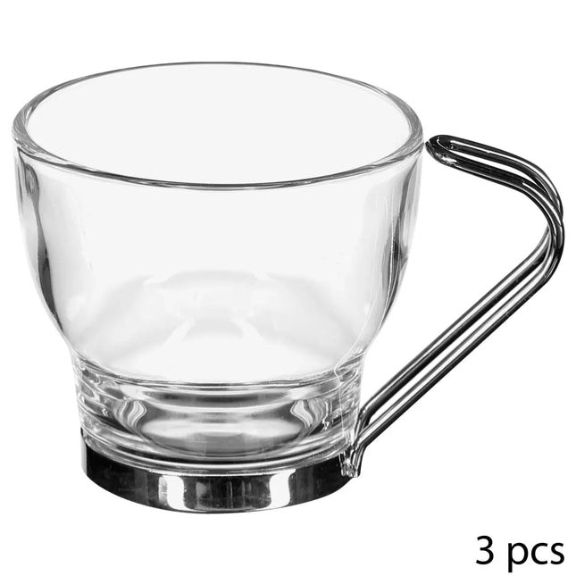 Set de 3 tazas de vidrio y acero inox 11cl - 134993