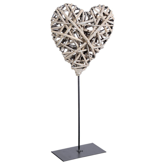 Deco "Corazón" de mimbre de pie A37cm - 135560