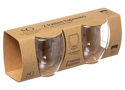 Juego de 2 tazas de café expreso "Clea" de vidrio de doble pared - 135986