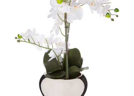 Orquídea en maceta plateada A57cm blanca - 136506