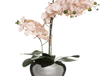 Orquídea en maceta plateada A57cm rosa - 136506B