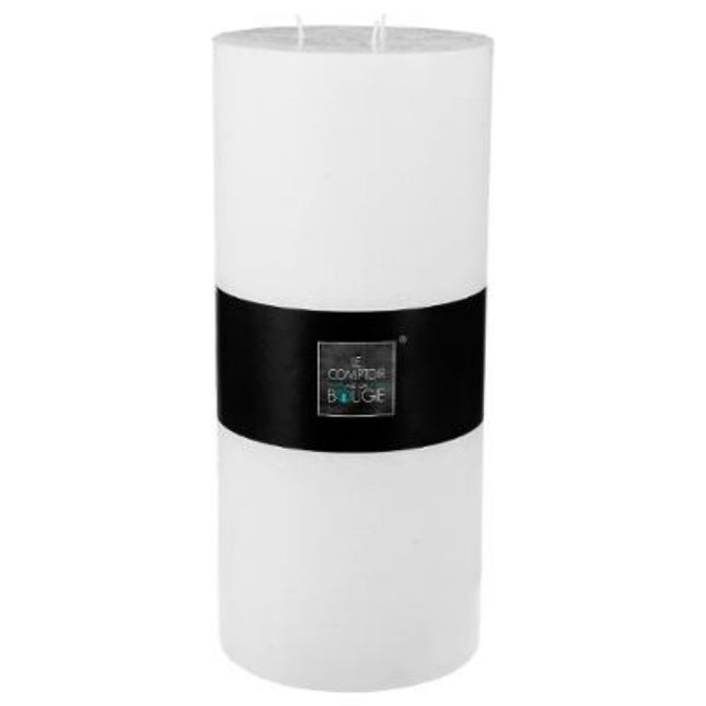 Vela cilíndrica rústica blanca A32cm - 136581A