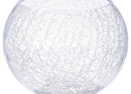 Jarrón redondo de 20 cm de diámetro, de cristal craquelado - 136746