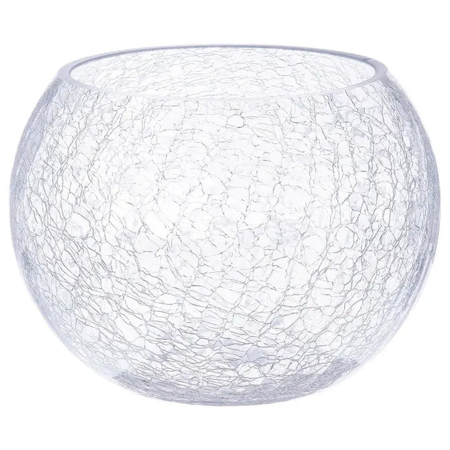 Jarrón redondo de 20 cm de diámetro, de cristal craquelado - 136746