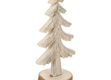 Adorno de abeto de madera sobre un tronco A26cm - 137938D