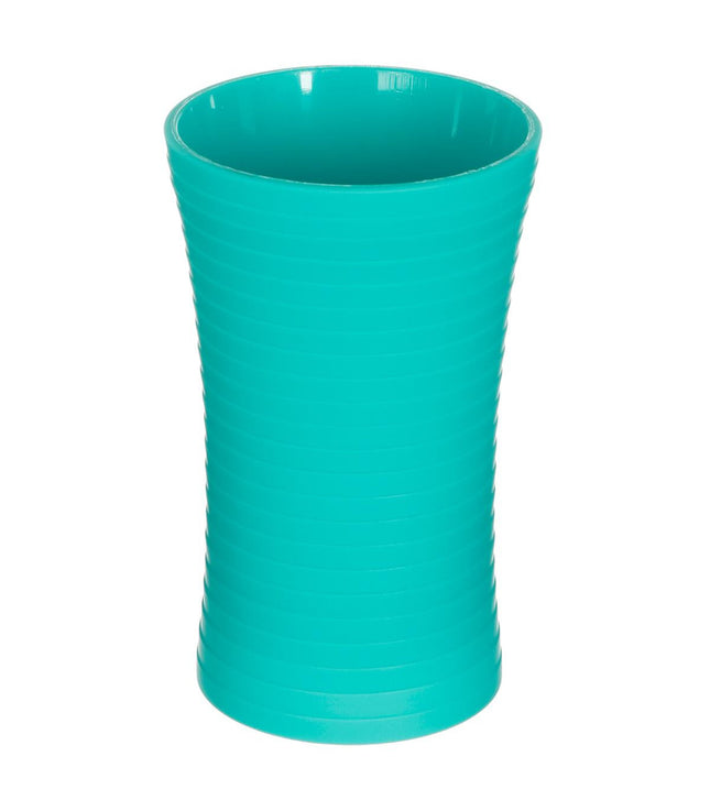 Vaso de plástico con rayas turquesa - 138009D