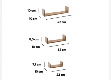 Estante de pared "Fixy" x3 natural - 138955C