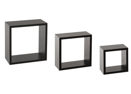 Lote de 3 estantes "Fixy" de pared negro - 138956A