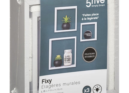 Lote de 3 estantes "Fixy" de pared blanco - 138956B