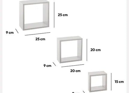 Lote de 3 estantes "Fixy" de pared blanco - 138956B
