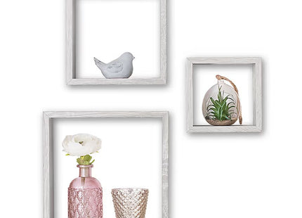 Lote de 3 estantes "Fixy" de pared natural - 138956C