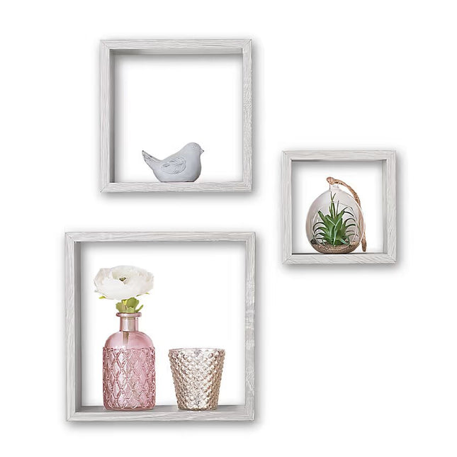 Lote de 3 estantes "Fixy" de pared natural - 138956C