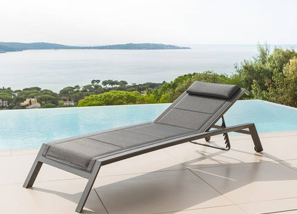 Tumbona "ALLURE" antracita 2 ruedas de aluminio tratado - 139093