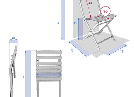 Silla plegable "Greensboro" grafito de acero tratado - 139954