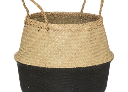 Cesta plegable en junco natural y negro - 140070D