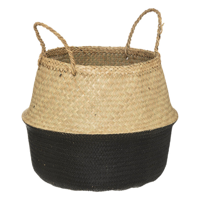 Cesta plegable en junco natural y negro - 140070D