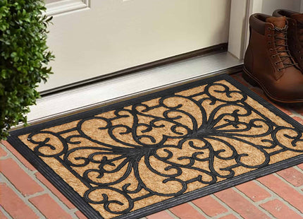 Felpudo coco trenzado 40x60 "Sally" color natural y negro - 1401804