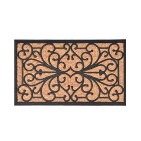 Felpudo coco trenzado 40x60 "Sally" color natural y negro - 1401804