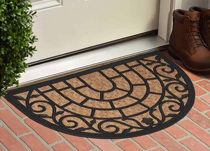 Felpudo coco trenzado 40x60 "Harry" color natural y negro - 1401904