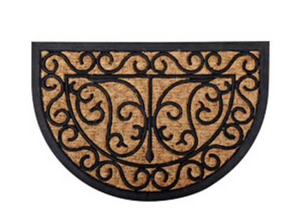 Felpudo coco trenzado 40x60 "Harry" media luna color natural y negro - 140191058