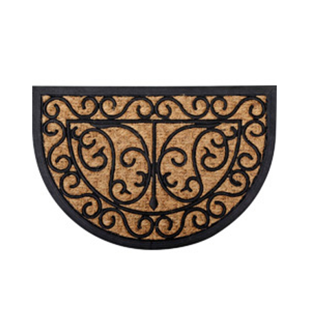 Felpudo coco trenzado 40x60 "Harry" media luna color natural y negro - 140191058