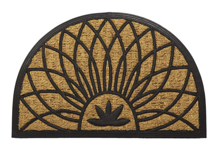 Felpudo coco trenzado 40x60 "Rosace" media luna color natural y negro - 140191073