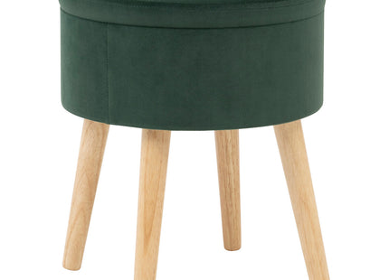 Taburete "Tess" en terciopelo D36cm cedro - 140331J