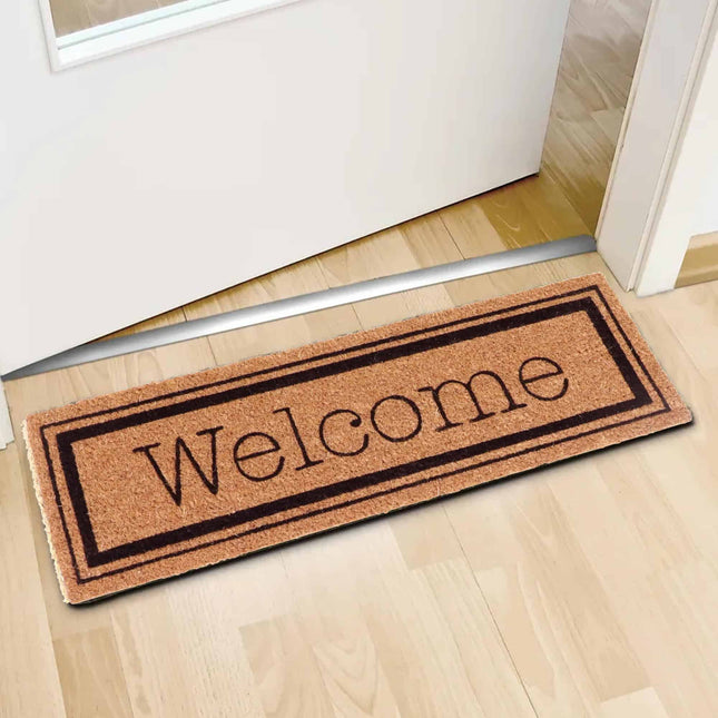Felpudo coco trenzado 75x25cm "Welcome" color natural y negro - 140481002