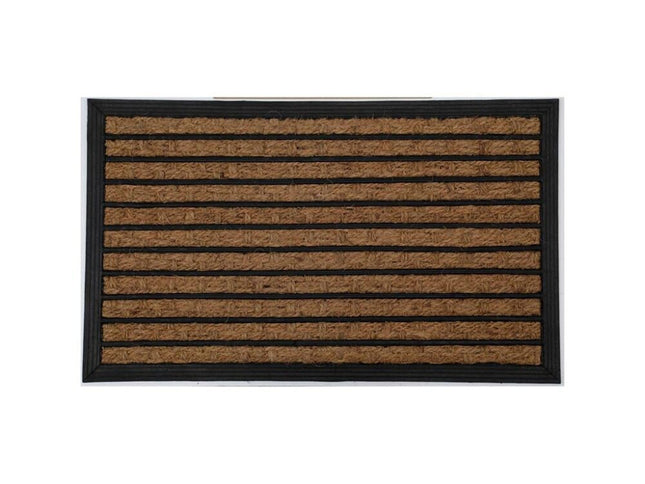 Felpudo de entrada de fibra de coco con base antideslizante marrón 45x75cm - 140491050