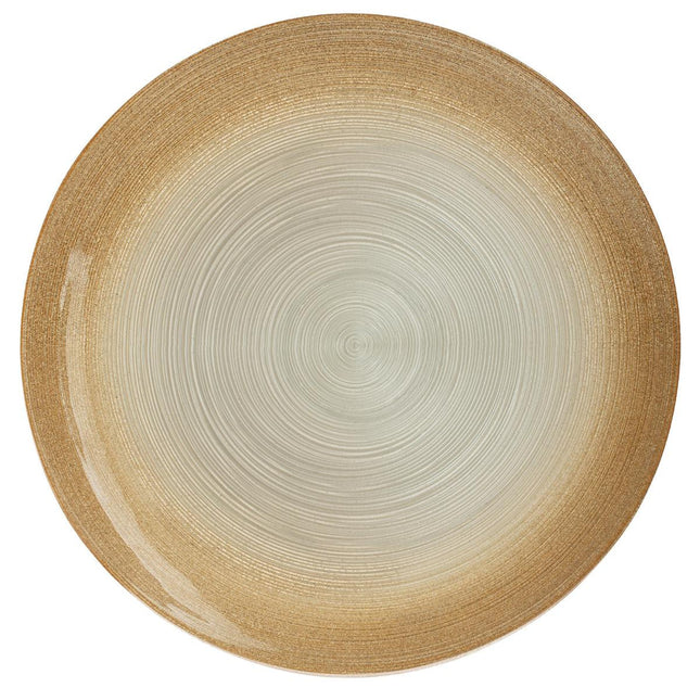 Plato "Jem" D33 llano de cristal blanco y dorado  - 140627F