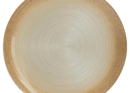 Plato "Jem" D28 llano de cristal blanco y dorado - 140628F