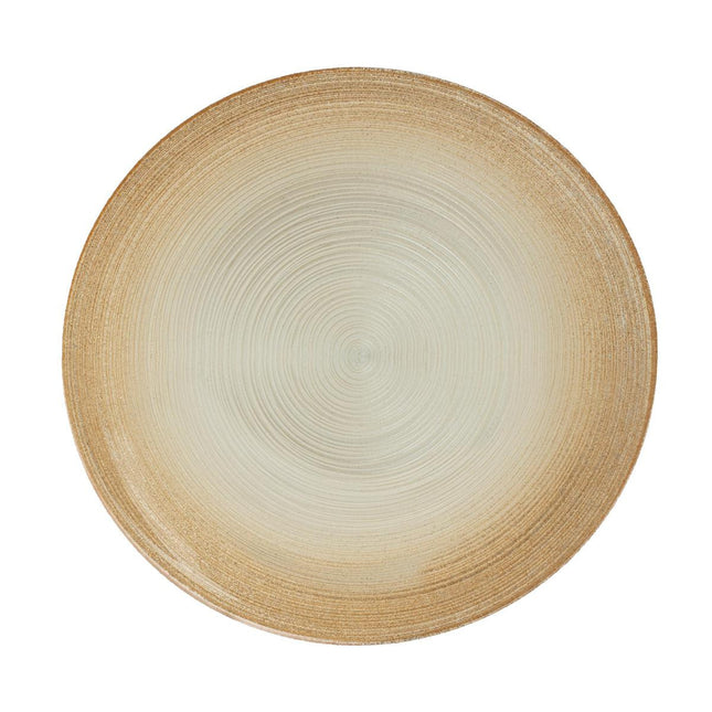 Plato "Jem" D21 llano de cristal blanco y dorado  - 140629F