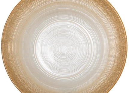 Plato "Jem" D20 llano de cristal blanco y dorado  - 140630F