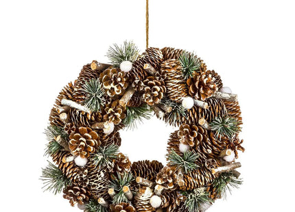 Corona navideña Piñas "Marron glacé" D34cm -  142612