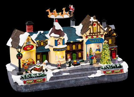 Pueblo navideño animado "Centro de la ciudad" 24 LED + transformador - 143065