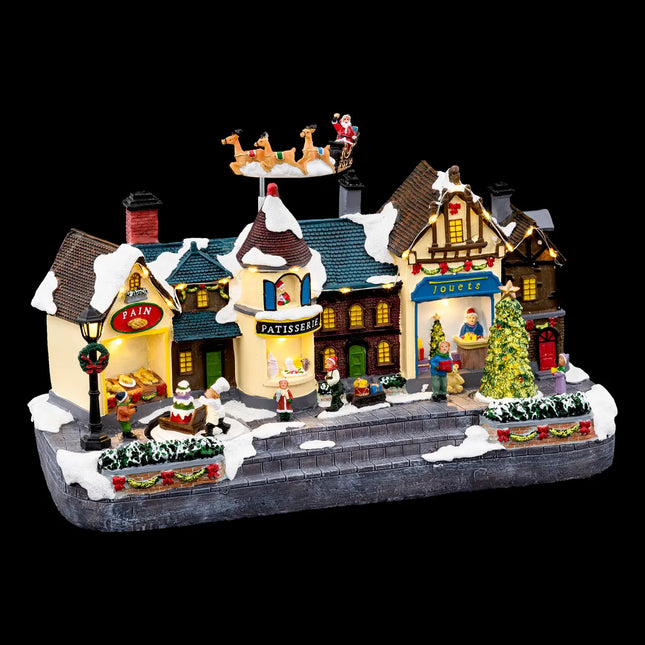 Pueblo navideño animado "Centro de la ciudad" 24 LED + transformador - 143065