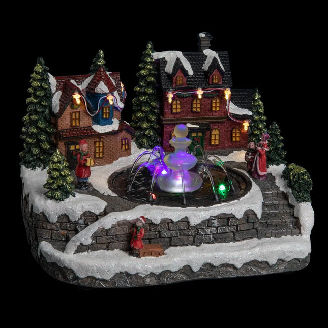 Pueblo navideño fuente y niños 10 LED + transformador - 143207