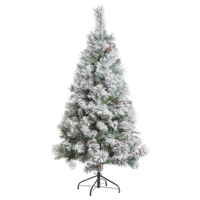 Árbol de Navidad artificial Verde Nieve flocada y piñas A180cm "Minnesota" - 143238