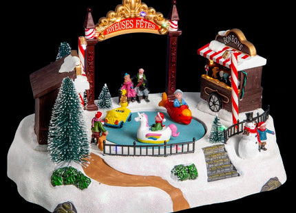 Pueblo navideño "Pista de hielo" luminoso y musical - 143252