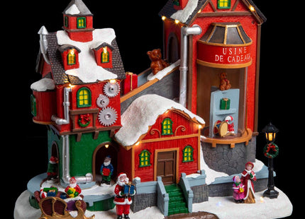 Pueblo navideño luminoso y animado "La fábrica de regalos" - 143260
