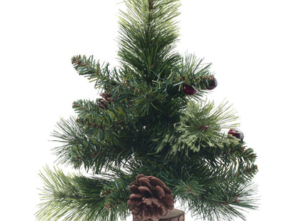 Árbol de mesa artificial verde con piñas y frutos rojos A25cm "Wyoming" - 143458