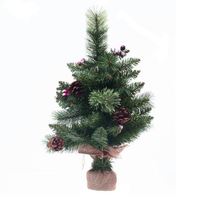 Árbol de Navidad artificial verde con piñas y frutos rojos A50cm "Wyoming" - 143459