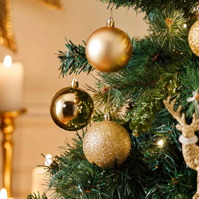 Juego de 9 bolas navideñas D.6cm doradas - 144820OR