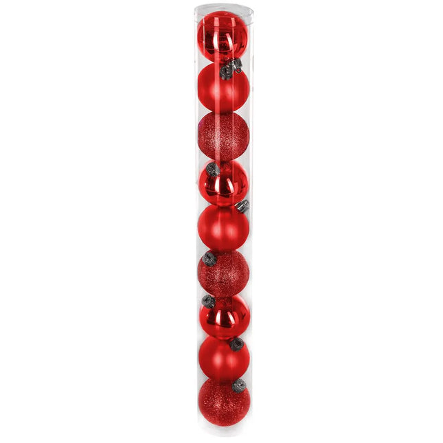 Juego de 9 bolas navideñas D.6cm rojas - 144820RG