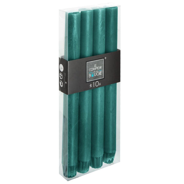 Lote de 4 velas de varilla rústicas P.2,2 x A.24,7 cm Verde esmeralda - 145314D